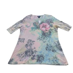 Floral Henley Shirt nwt